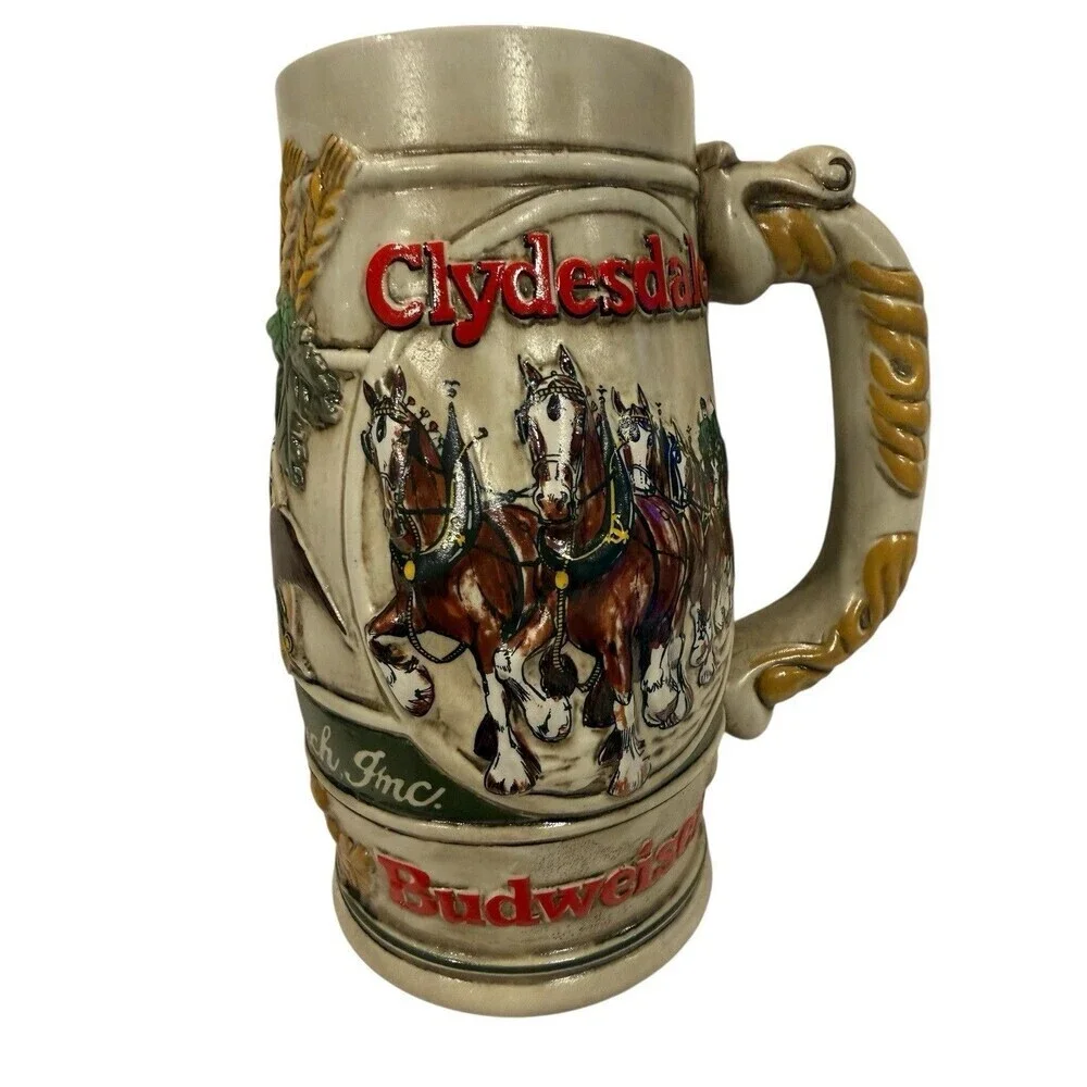 Vintage 1983 Anheuser-Busch Budweiser Clydesdales Christmas Holiday Stein